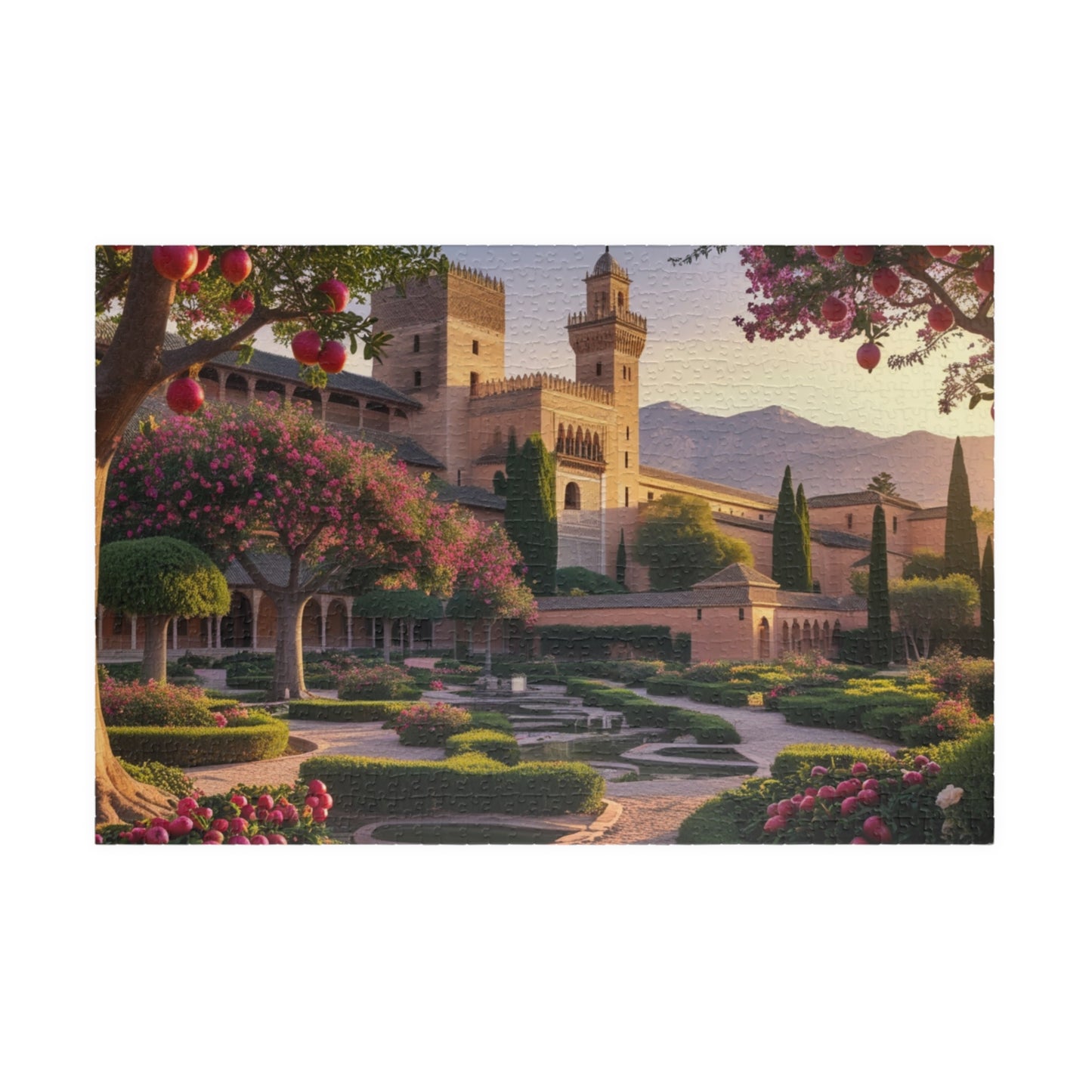 Alhambra Palace Landmark Puzzle, Spanish Architecture Jigsaw Game, Pomegranate Tree Garden, Family Entertainment, Quiet Leisure Activity 1014 pcs (Horizontal) Puzzle The Puzzle Chest