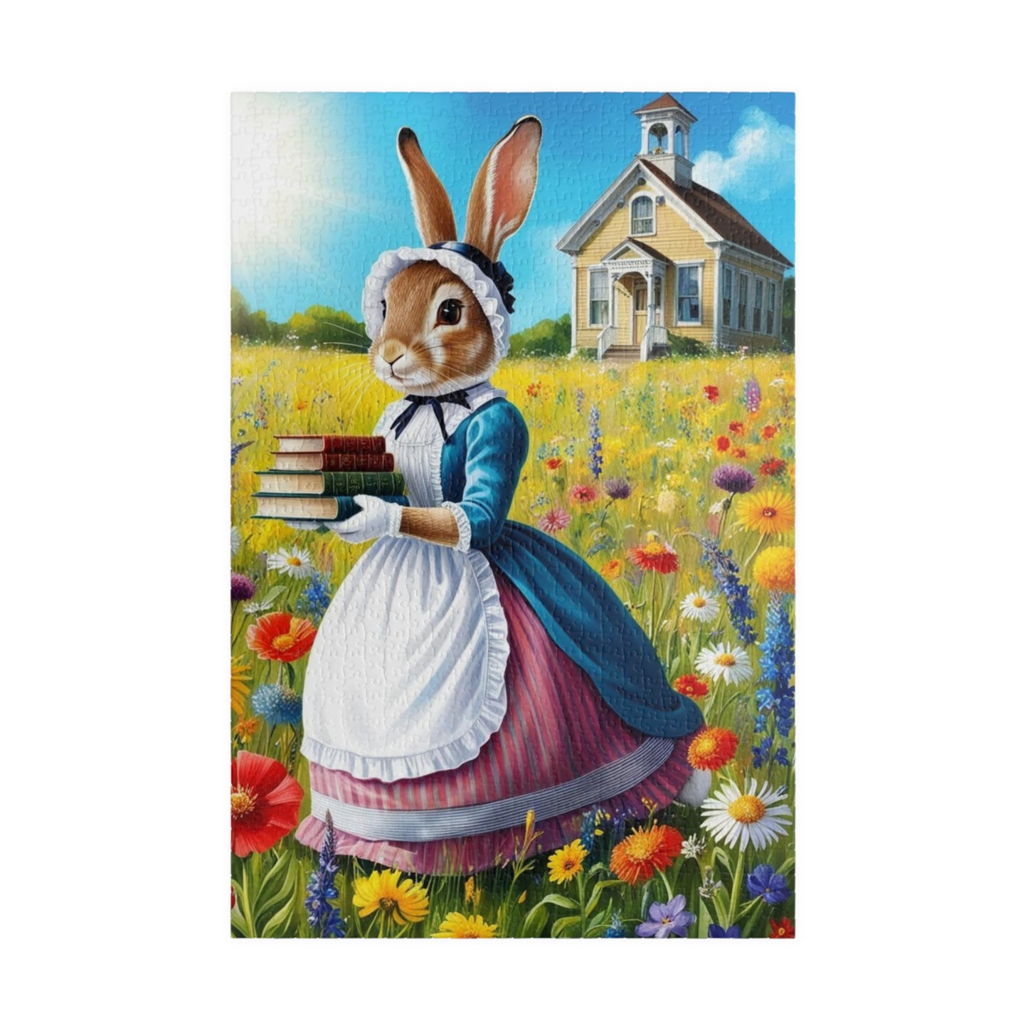 Whimsical Rabbit Jigsaw Puzzle, Charming Artwork for Book Lover, Easter Spring Puzzle Gift for Adults, Unique Fun Family Game Night 1014 pcs (Vertical) Puzzle The Puzzle Chest