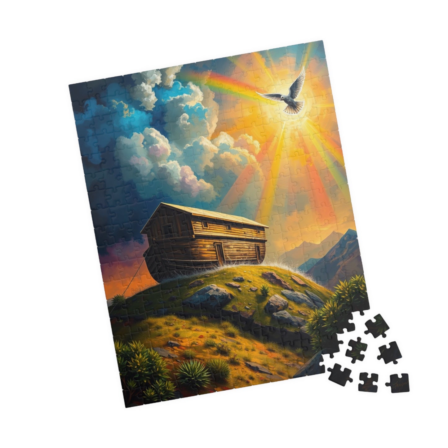 Scenic Art Puzzle - Rainbow Noah's Ark Design | 110, 252, 520, 1014-piece | Great for Family Game Night, Religious Gifts, Home Entertainment Puzzle The Puzzle Chest