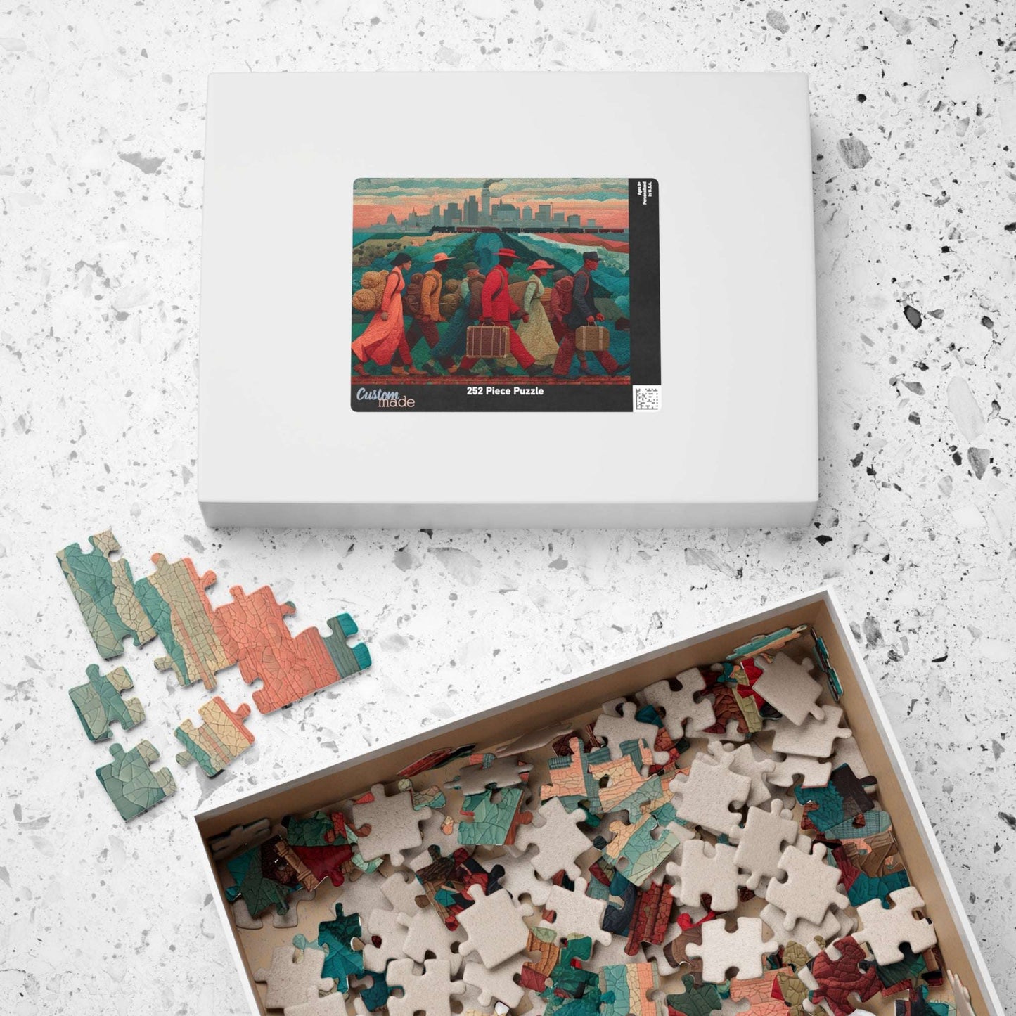 African American History Puzzle - Struggle and Triumph of Families Migrating, Black Art, Afrocentric Artwork Puzzle The Puzzle Chest