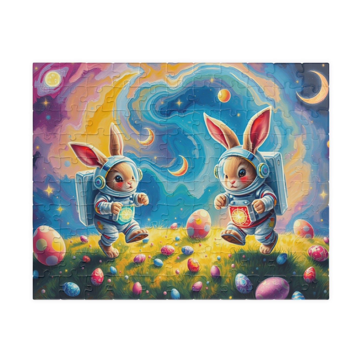Space Bunny Jigsaw Puzzle - Whimsical Fun Family Activity or Solo Fun, Perfect Gift for Easter 110 pcs (Horizontal) Puzzle The Puzzle Chest