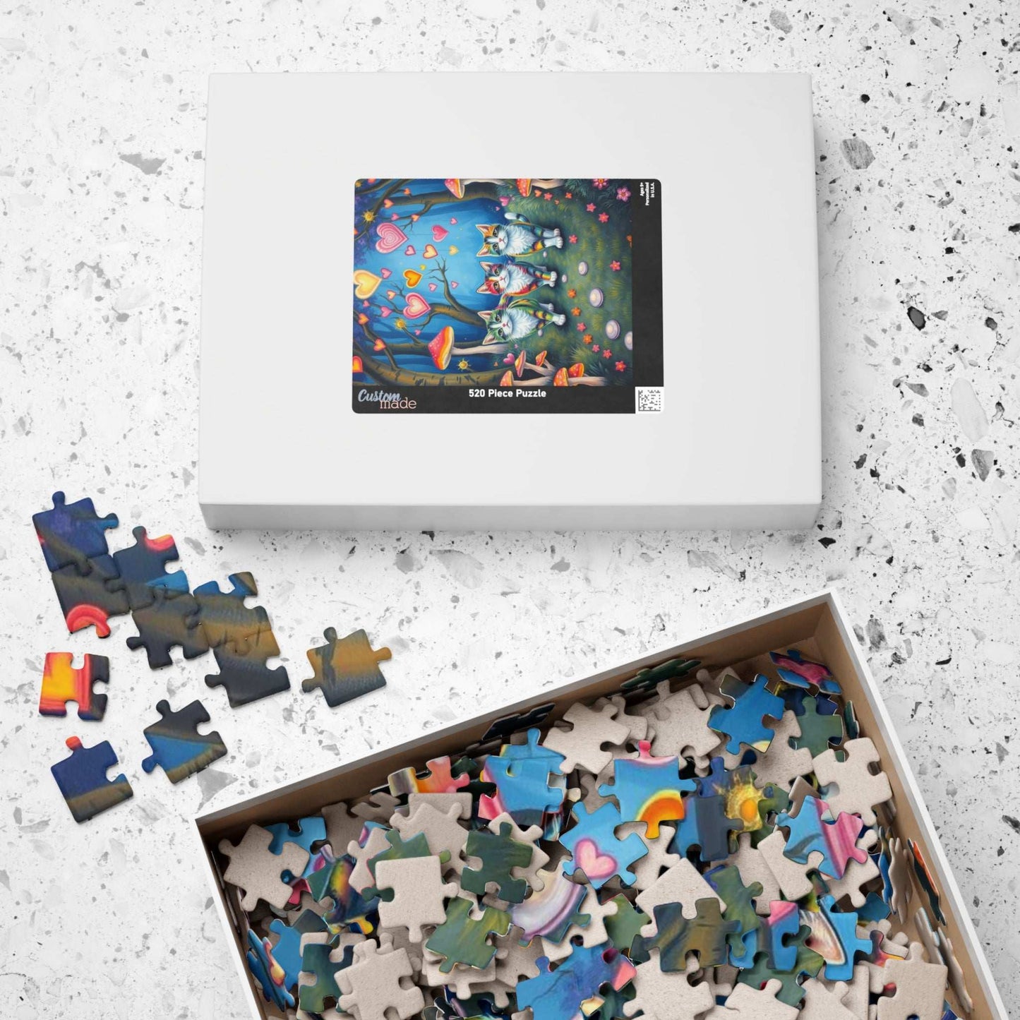 Cat Lovers Puzzle with Colorful Hearts, Perfect Gift for Cat Enthusiasts Puzzle The Puzzle Chest