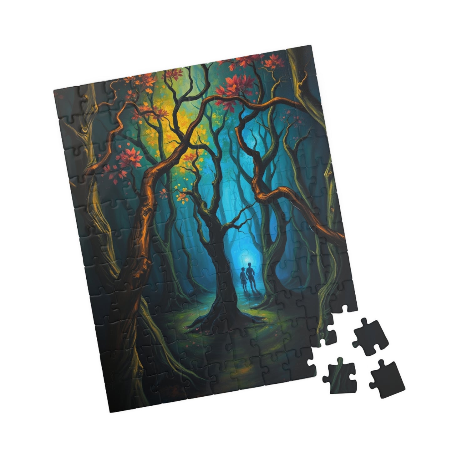 Enchanting Forest Puzzle - Ghostly Figures and Blue Mist Gothic Jigsaw Game, Perfect Gift for Nature Lovers, Family Game Night, Relaxation The Puzzle Chest