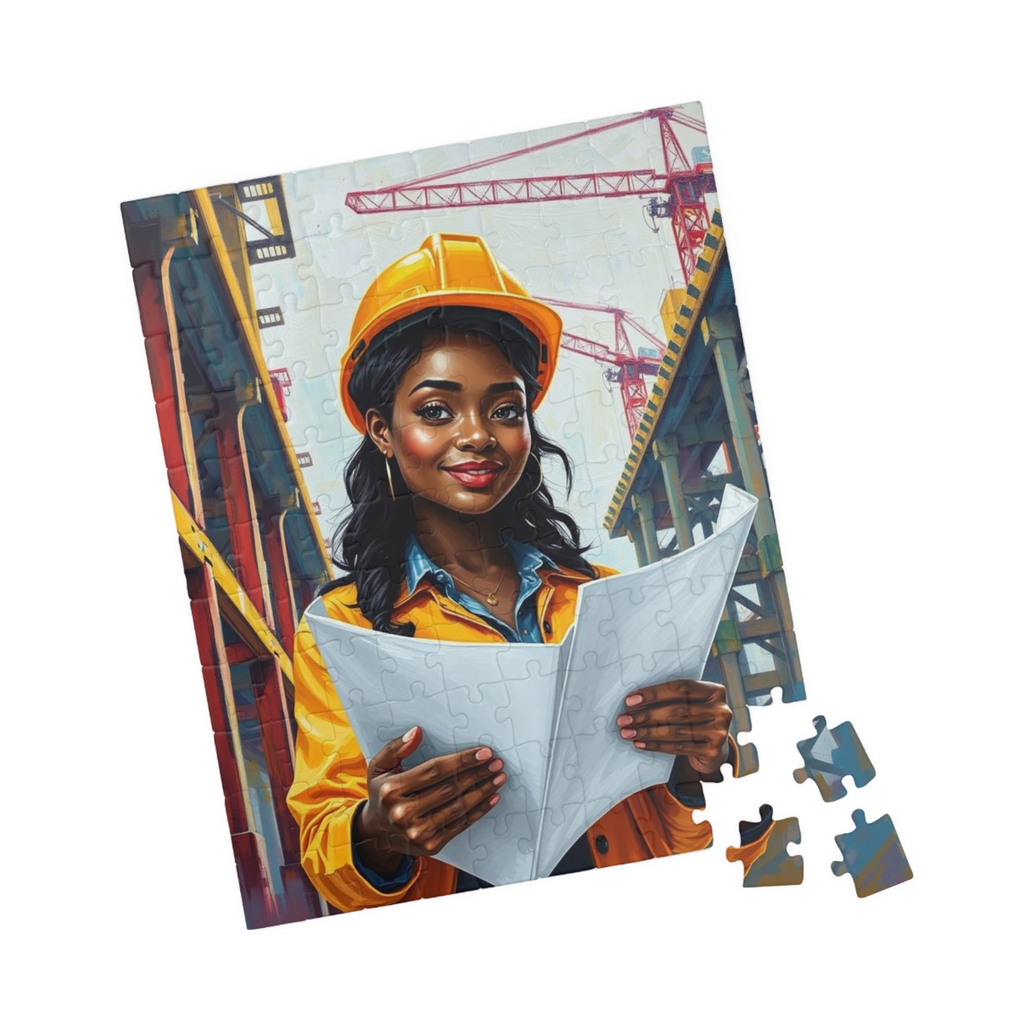 Construction Themed Puzzle - Black Woman Worker, Inspirational Black Art Jigsaw, African American Women's Empowerment Gift for Puzzle Lovers Puzzle The Puzzle Chest