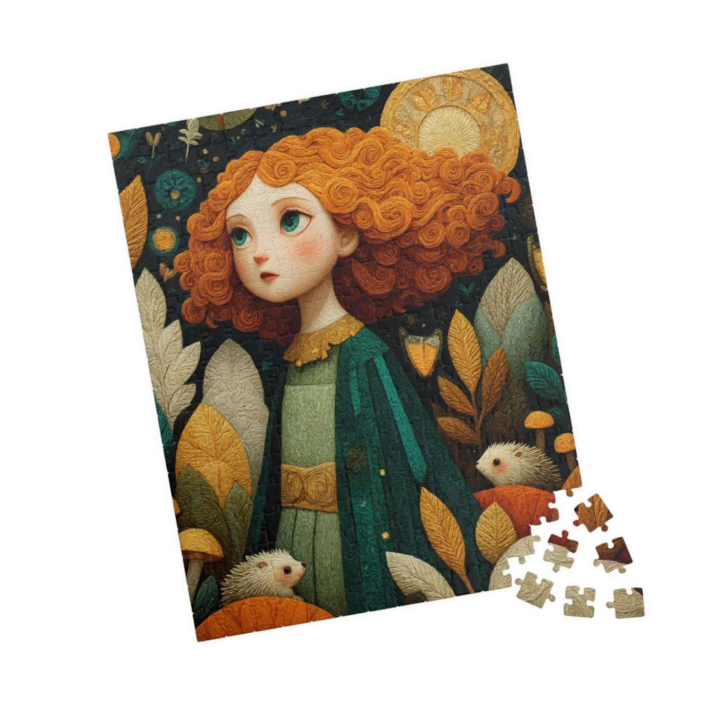 Enchanted Mushroom Grove Jigsaw Puzzle – Whimsical Fairy-Tale Autumn Puzzle for Adults, Girl with Hedgehog 252 pcs (Vertical) Puzzle The Puzzle Chest