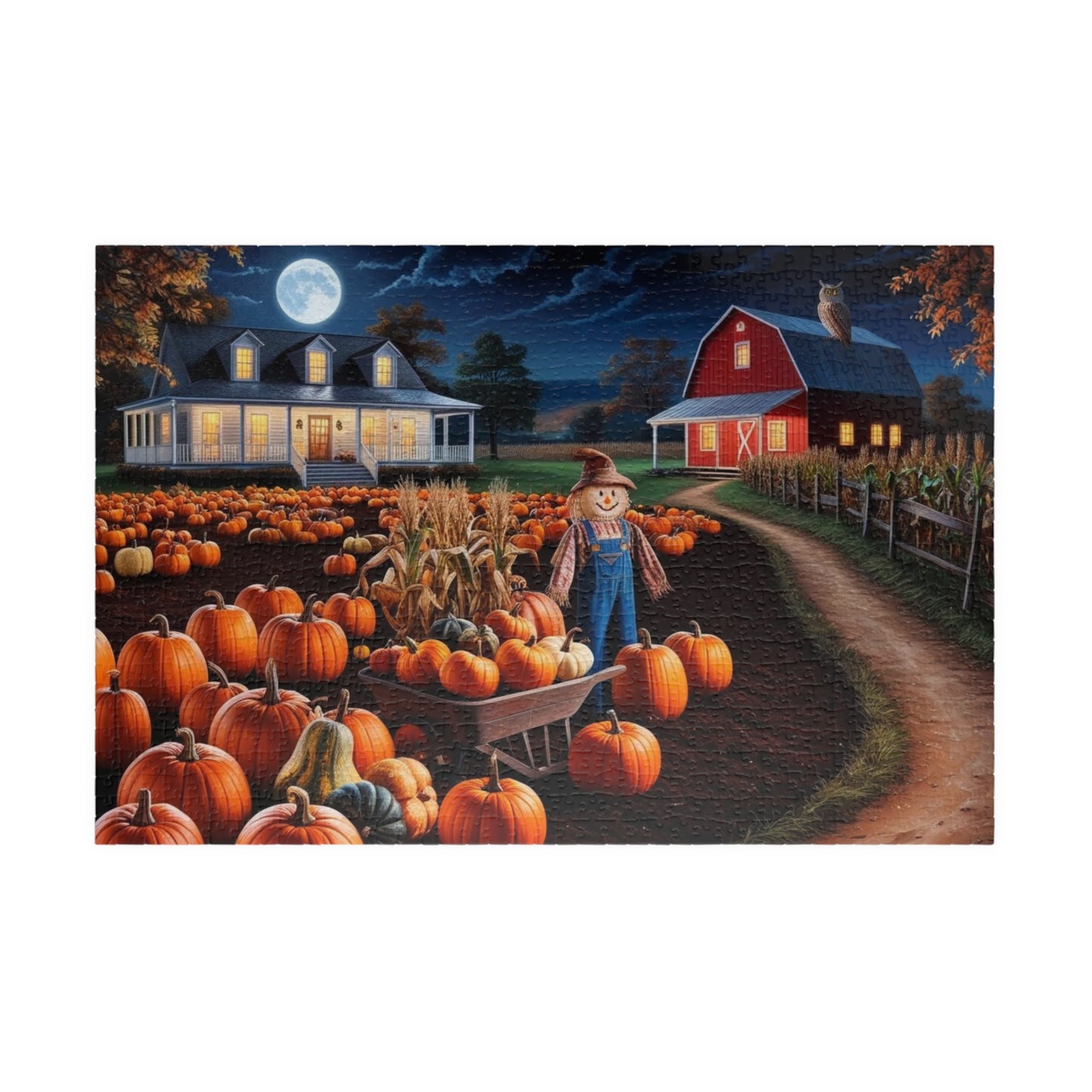 Harvest Pumpkin Scarecrow Puzzle | Fall Decor Puzzle | 110, 252, 520, 1014 Pieces | Family Fun | Autumn Activity, Halloween Puzzle, 1014 pcs (Horizontal) Puzzle The Puzzle Chest