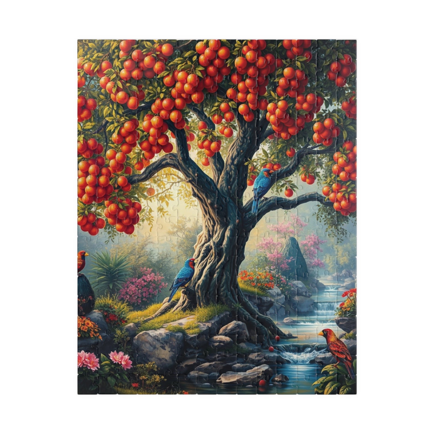 Garden of Eden Puzzle, Serene Biblical Scene (110, 252, 520, 1014 Pieces), Fruit Tree Stream Birds Flowers, Jigsaw Game Brain Teaser, Home 252 pcs (Vertical) Puzzle The Puzzle Chest