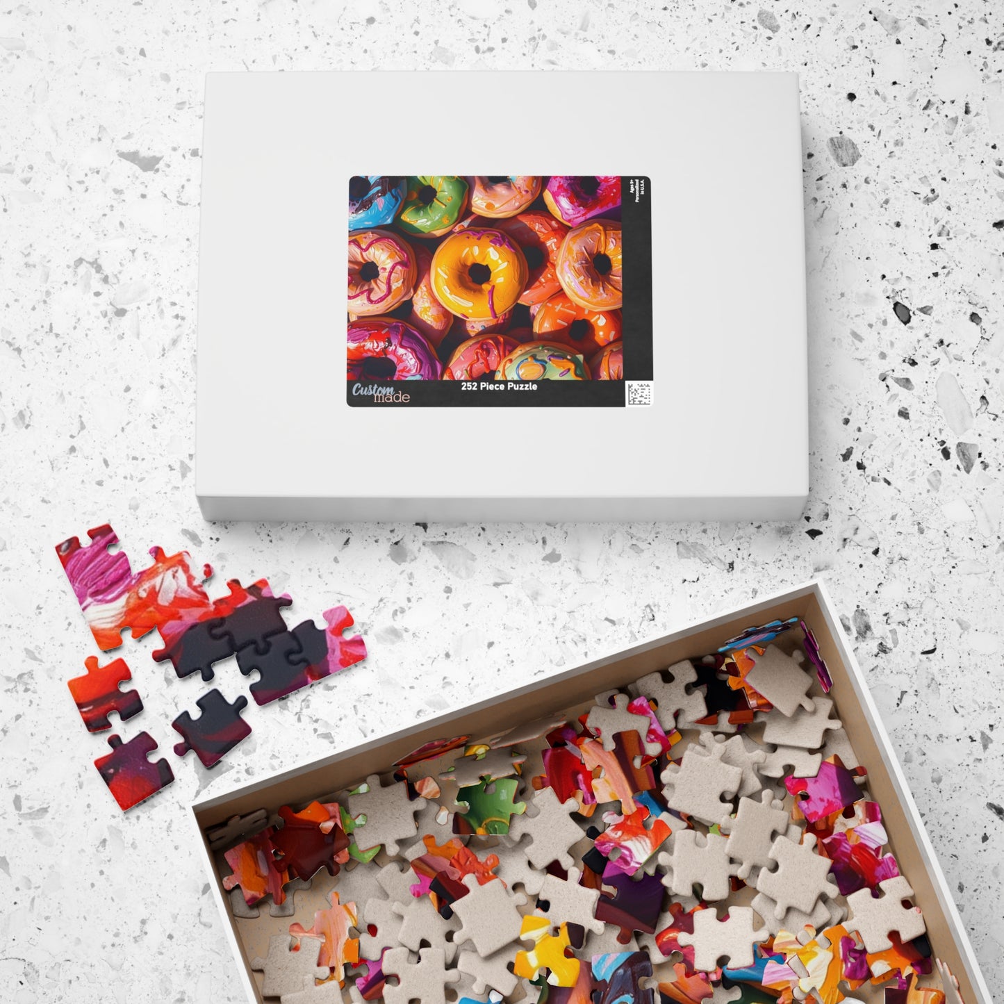 Chaotic Donuts Puzzle, Vibrant Sweets-Themed Jigsaw, Bright and Colorful Food Collage, Family Activity, Quiet Pastime, Foodie Puzzle Lover Puzzle The Puzzle Chest