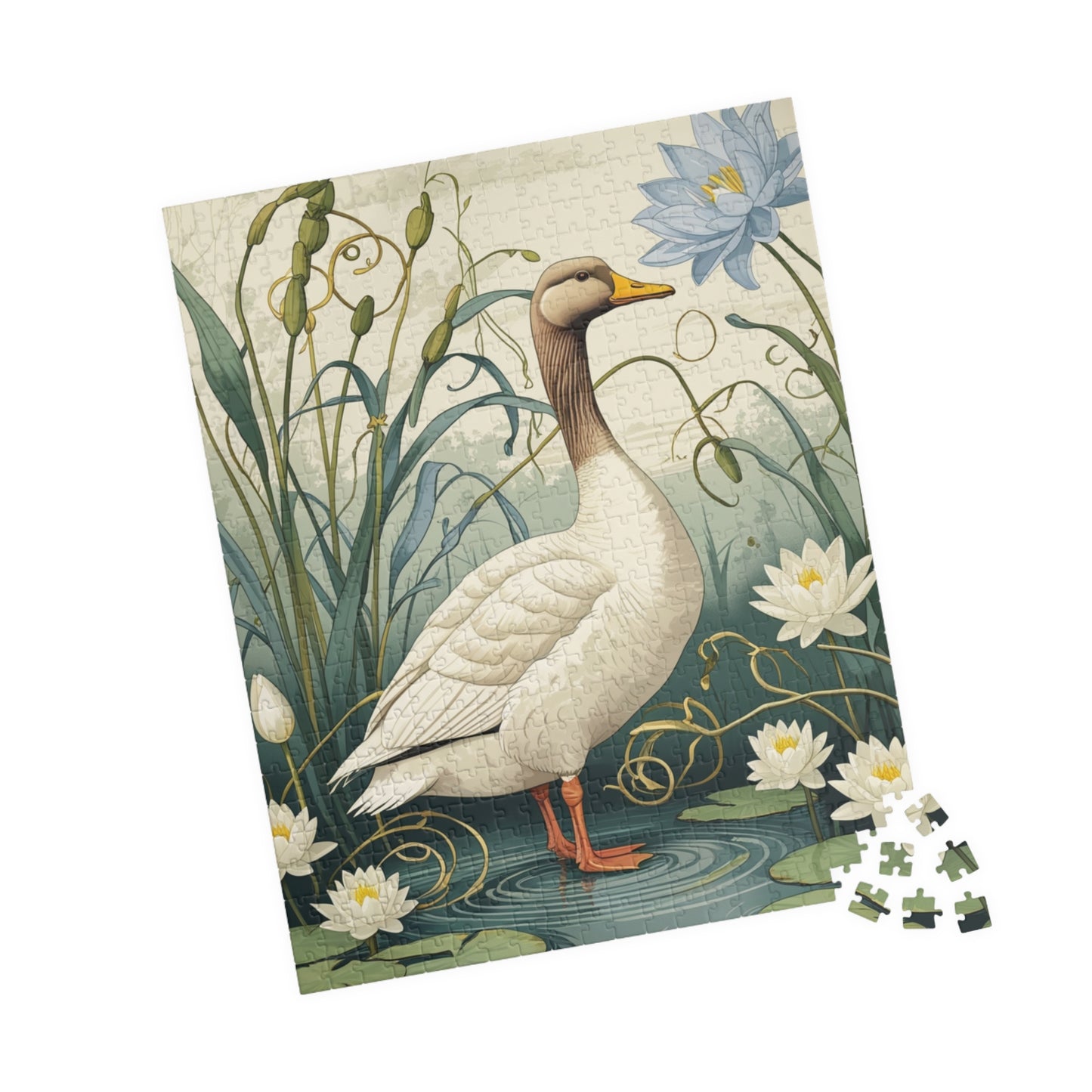Vintage Goose Puzzle, Unique Countryside Design 110 252 520 1014-Piece Jigsaw, Goose and Cattails Artwork, Fun Family Activity, Relaxing Puzzle The Puzzle Chest