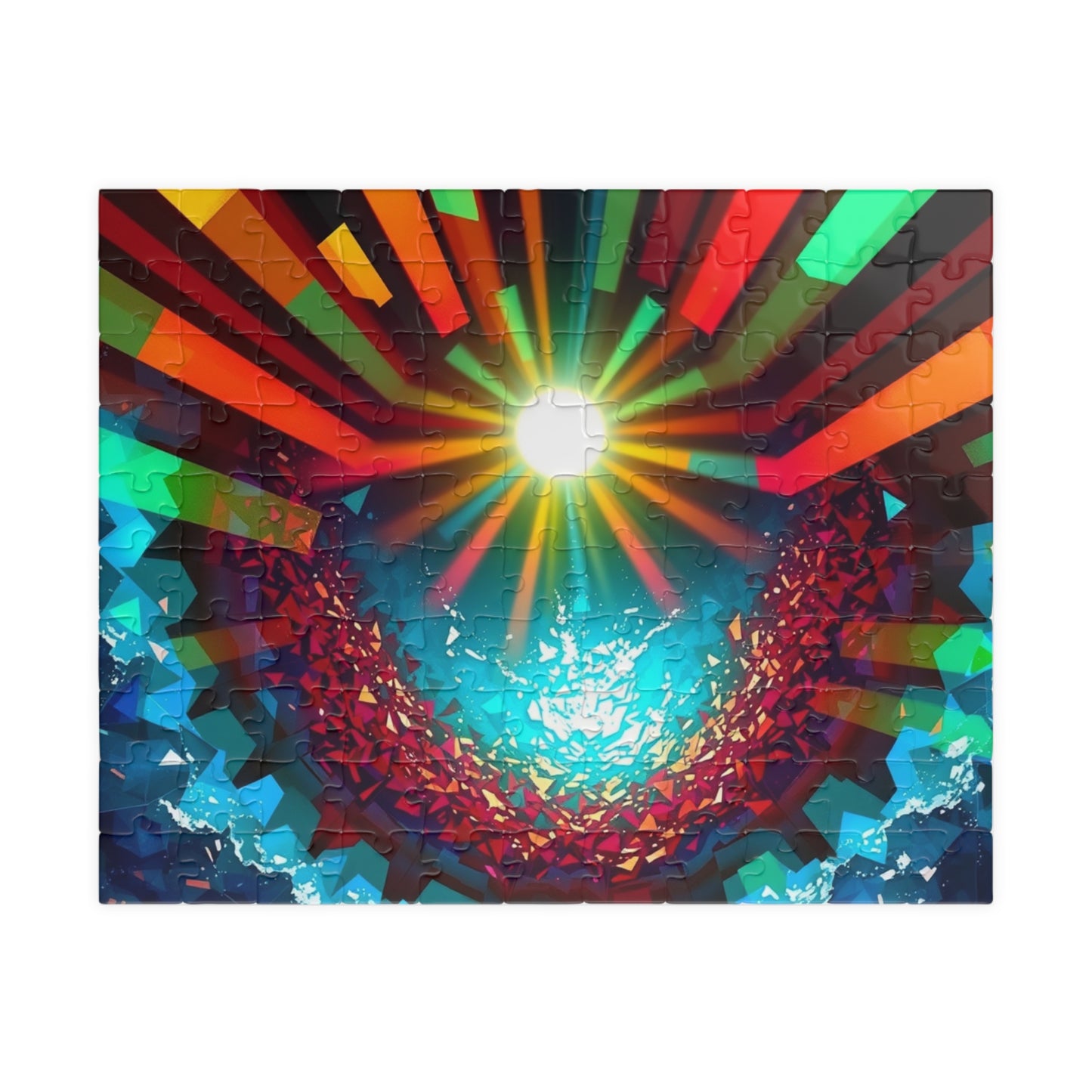 Abstract Horizon Jigsaw Puzzle (110-1014 Piece), Rising Sun Modern Art Illustration, Challenging Brain Teaser, Puzzle Lover Gift, Fun Hobby 110 pcs (Horizontal) Puzzle The Puzzle Chest