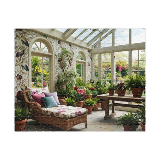Vintage Sunroom Serenity Puzzle, Relaxing Adult Jigsaw Game for Family Bonding Activity or Solo Fun, Nature Scene, Puzzle Enthusiast Gift 252 pcs (Horizontal) Puzzle The Puzzle Chest