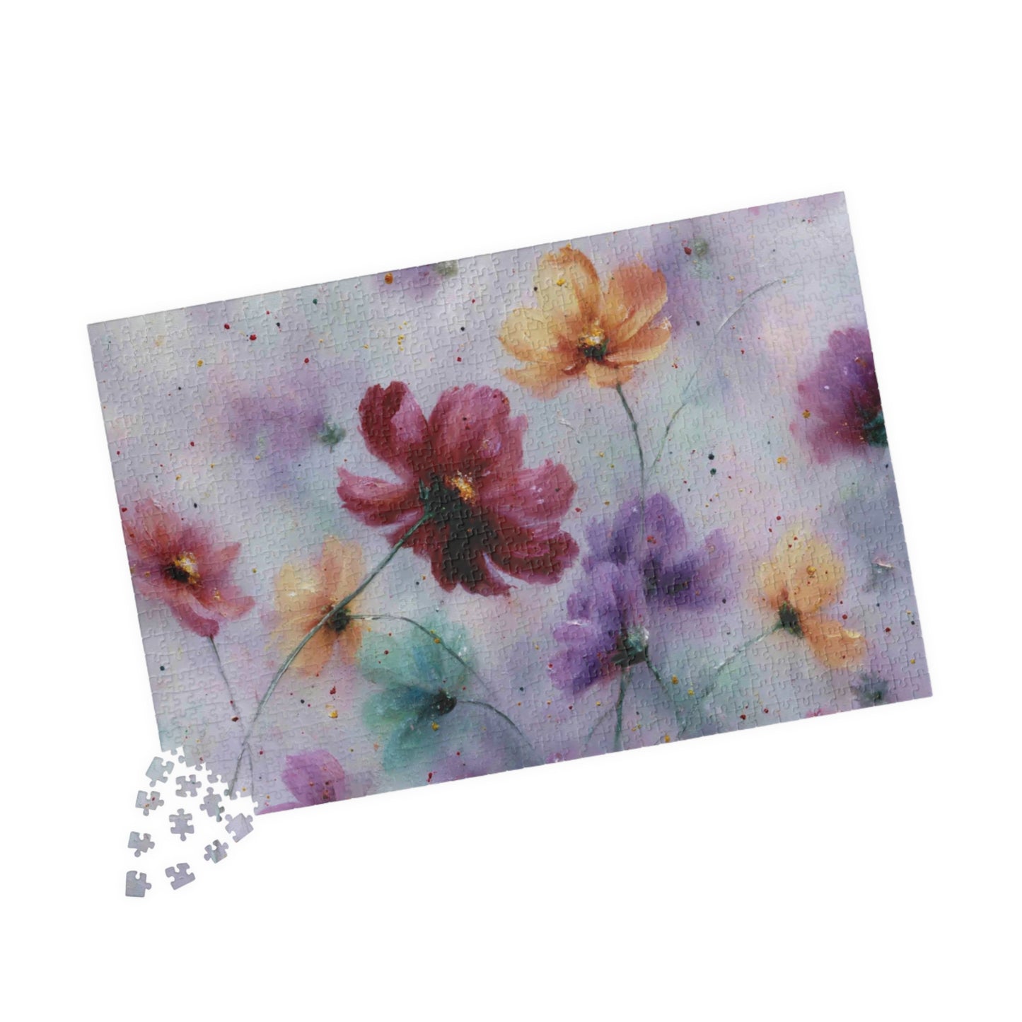 Pastel Bloom Jigsaw Puzzle - Vibrant Abstract Flowers with Gentle Whimsy