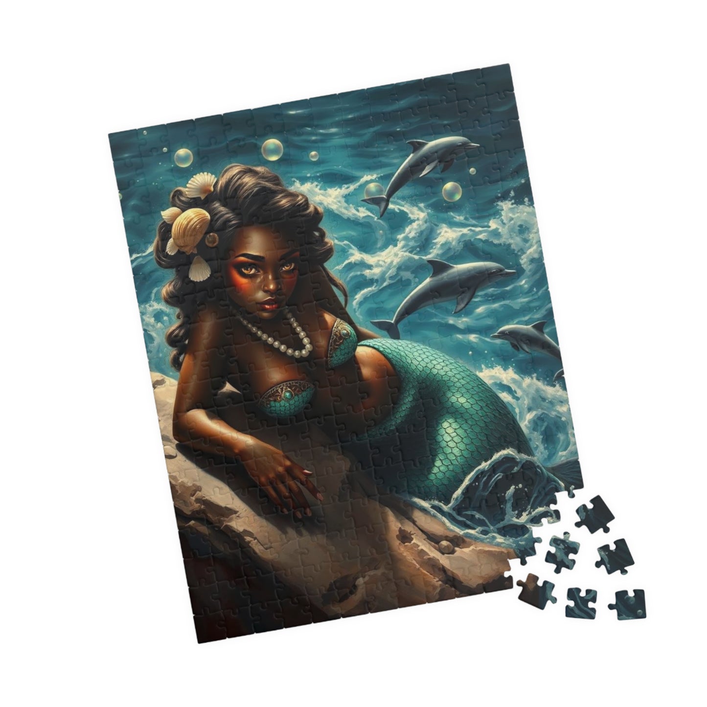 Black Mermaid Jigsaw Puzzle - Enchanting Ocean Black Art, Gift for Sea Lovers, Creative Activity, Home Entertainment, Family Bonding Puzzle The Puzzle Chest