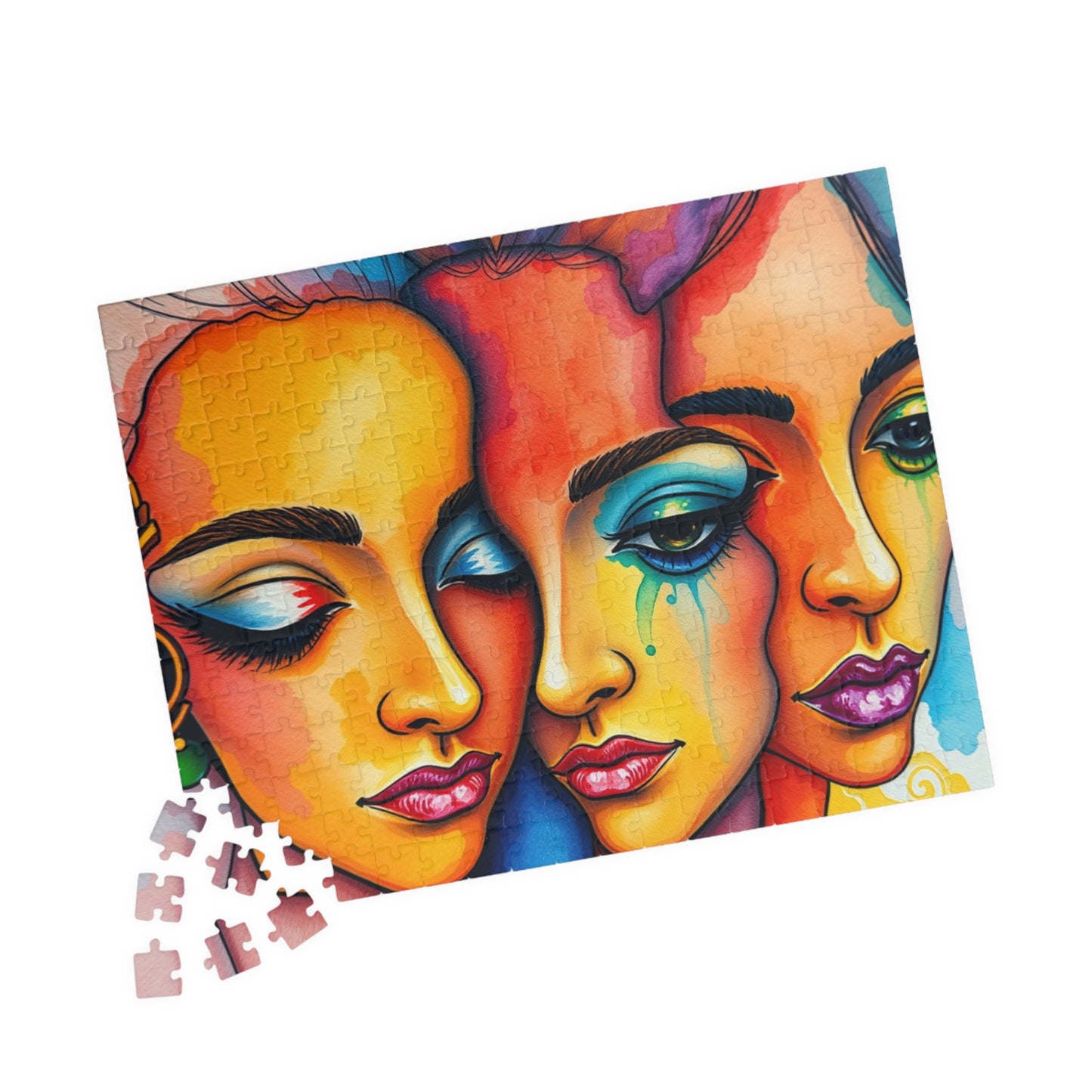 Blended Faces Abstract Jigsaw Puzzle (110-1014 Piece), Surreal Overlapping Watercolor Faces, Quiet Time Activity, Puzzle Lover Unique Gift Puzzle The Puzzle Chest