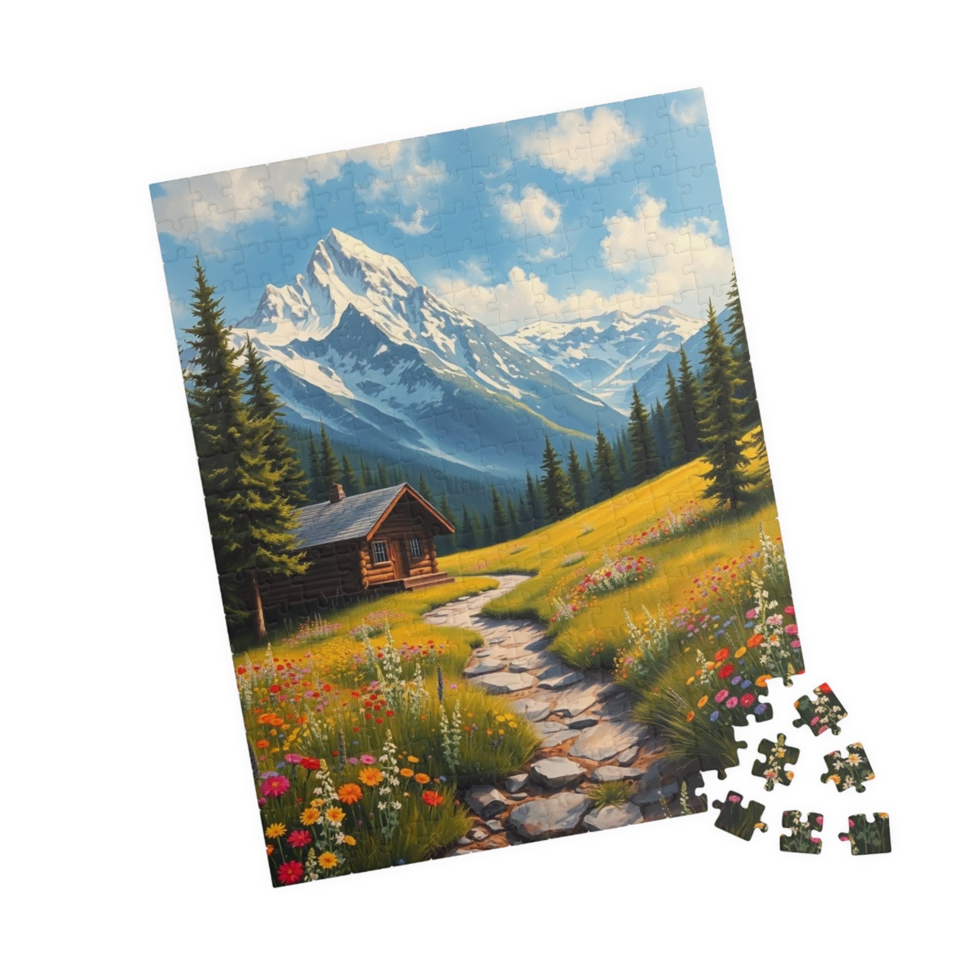 Mountain Cottage Illustration Puzzle, Nature Scene Jigsaw, 110-1014 Pieces, Gift for Nature Lovers, Family Fun, Relaxation Activity Puzzle The Puzzle Chest