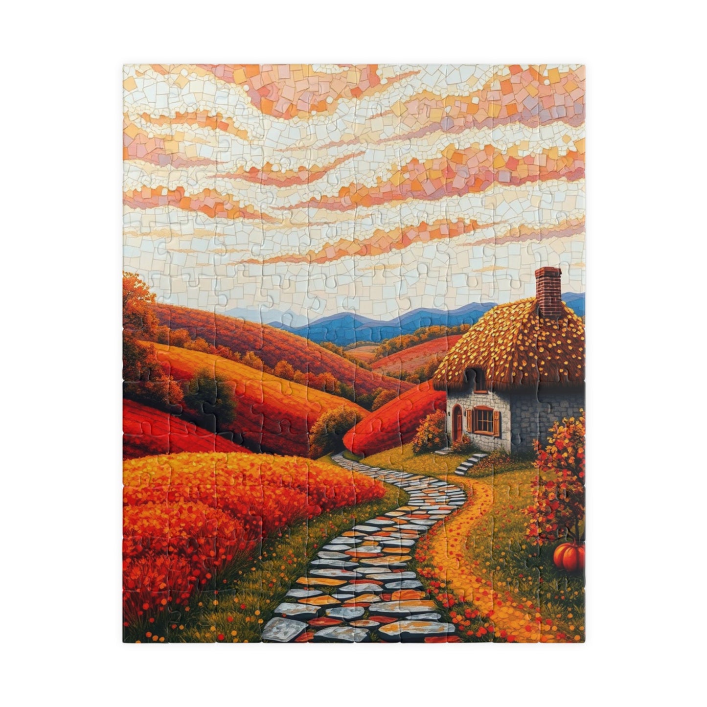 Autumn Landscape Mosaic Puzzle, Cozy Fall Home Decor, Gift for Puzzle Lovers and Art Enthusiast, Family Activity, 1014- Piece Jigsaw 110 pcs (Vertical) Puzzle The Puzzle Chest
