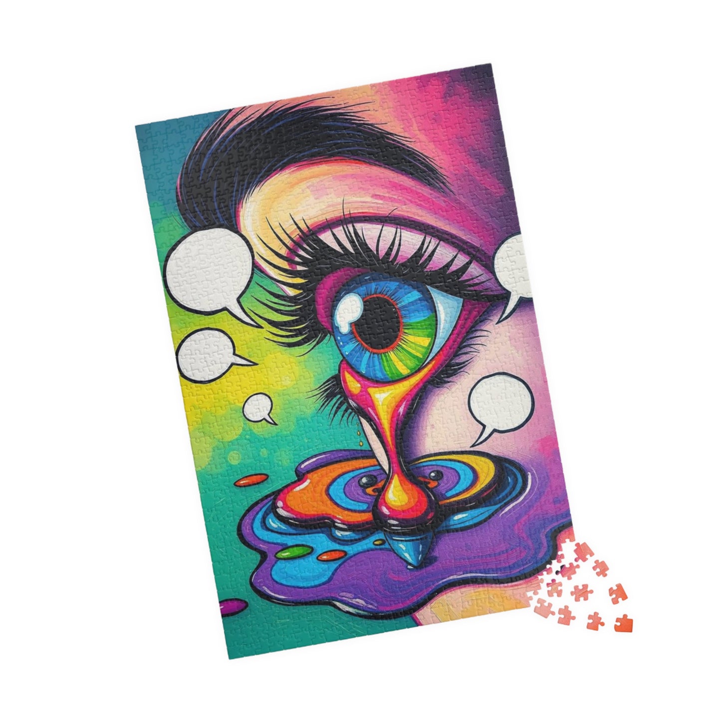 Comic Eye Jigsaw Puzzle - Vibrant Pop Art Jigsaw Game for Adults, Multicolored Tears Speech Bubbles, Family Home Entertainment Brain Teaser Puzzle The Puzzle Chest