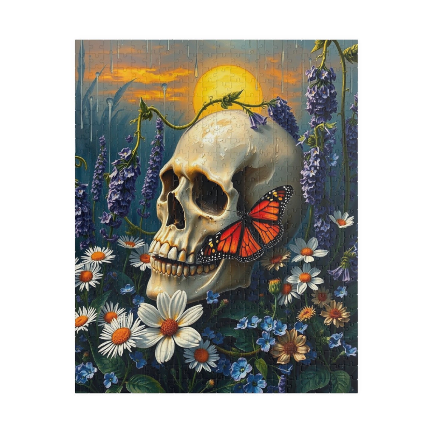 Skull and Butterfly Puzzle, Artistic Dark Art Jigsaw Puzzle for Adults, Unique Gothic Artwork Puzzle Lover Gift, Relaxing Fun Solo Activity 520 pcs (Vertical) Puzzle The Puzzle Chest