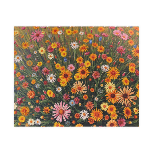 Vibrant Flower Garden Puzzle, 110/252/520/1014-piece Nature Theme Jigsaw Game, Flower Lover Gift, Family Fun, Indoor Activity, Brain Teaser 110 pcs (Horizontal) Puzzle The Puzzle Chest