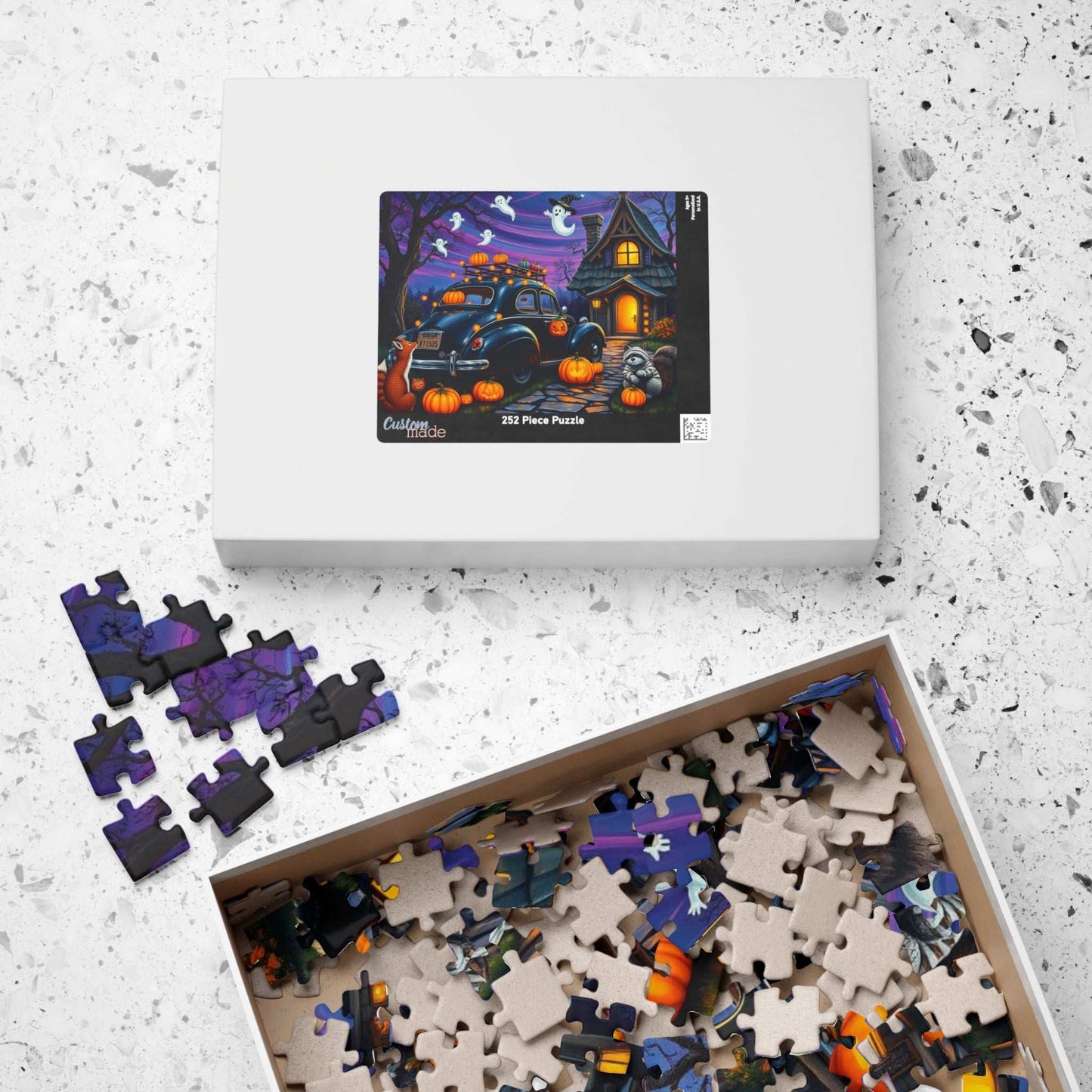Moonlit Pumpkin Ride Jigsaw Puzzle - Halloween Theme, Spooky Fall Solo or Family Game with Ghosts and Pumpkins, Holiday Gift for Friends Puzzle The Puzzle Chest