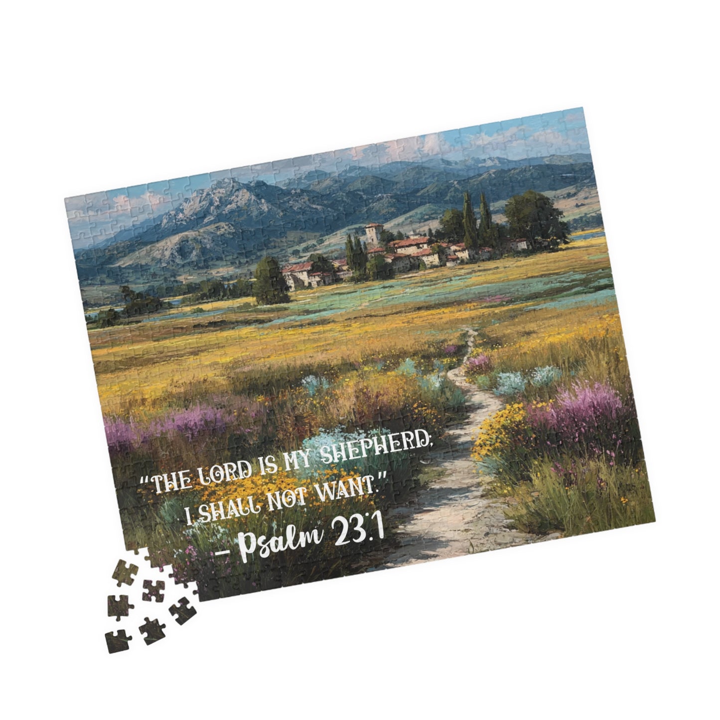 The Shepherd’s Meadow – Faithful Heart Jigsaw Puzzle, Inspirational Game, Biblical Quote Psalm 23:1 Faith-Based Gift 520 pcs (Horizontal) Puzzle The Puzzle Chest