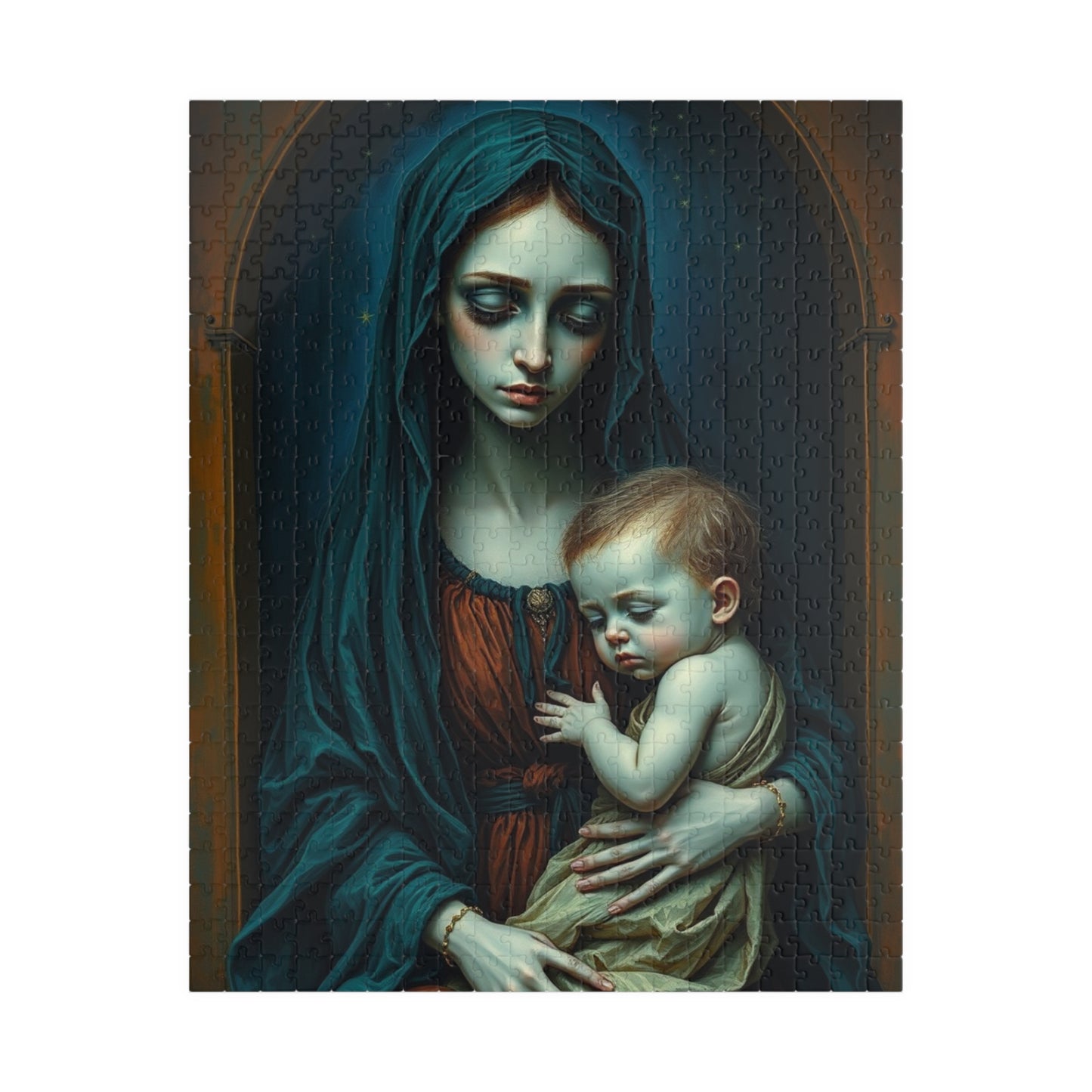 Sorrowful Mother and Child Puzzle - Gothic Art Jigsaw Game 110, 252, 520, 1014-piece, Home Decor, Best Unique Gift, Family Time, Art Lovers 520 pcs (Vertical) Puzzle The Puzzle Chest