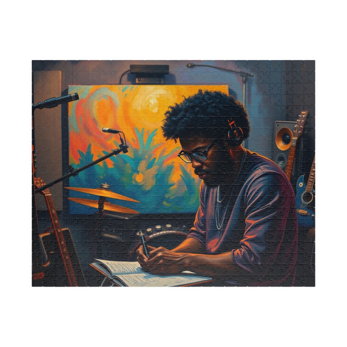Black Musician Jigsaw Puzzle - African American Man, Black Art, Father's Day Puzzle Lover Afrocentric Gift for Friend Art Enthusiast 520 pcs (Horizontal) Puzzle The Puzzle Chest