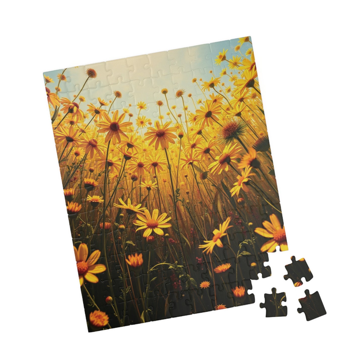 Golden Wildflower Field Puzzle, Bright Floral Flower Landscape Jigsaw Game, Mindful Challenge, Nature Themed Puzzle Lover Gift, Family Fun Puzzle The Puzzle Chest