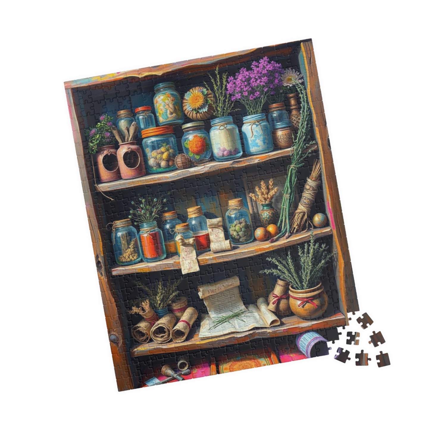 Botanical Garden Shelf Puzzle - Nature Lover's Jigsaw, Folk Art Home Decor, Gift for Adults, Eco-Friendly Cozy Indoor Activity, Brain Teaser Puzzle The Puzzle Chest