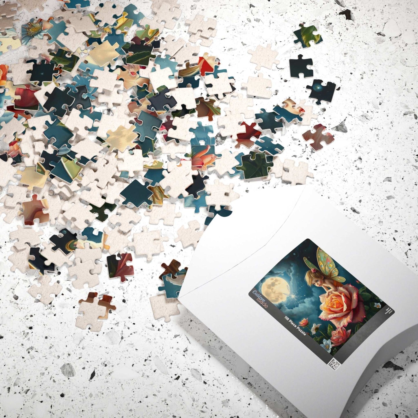 Fairy and Rose Jigsaw Puzzle, Fairy Perched on Dew-Covered Rose in Moonlit Meadow, Brain Teaser, Fun Family Activity, Fantasy Lover Gift Puzzle The Puzzle Chest