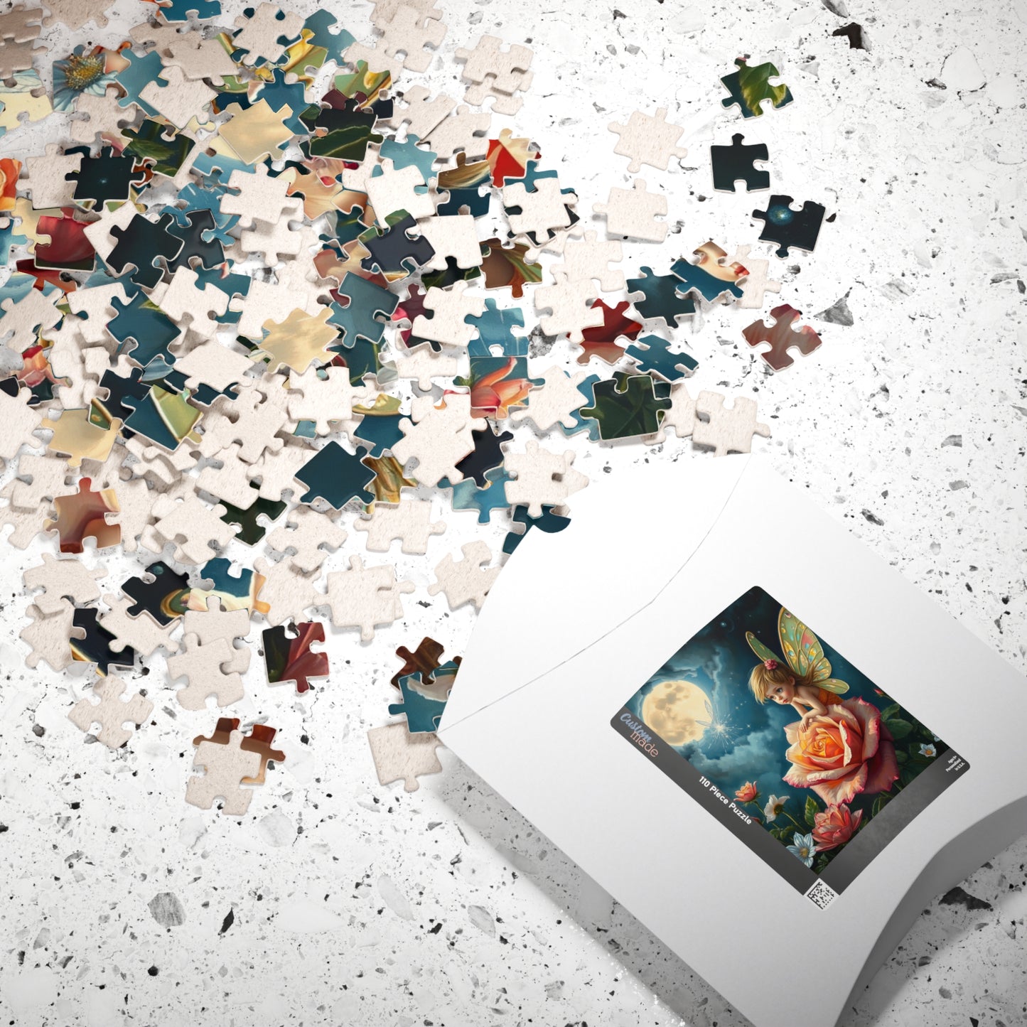 Fairy and Rose Jigsaw Puzzle, Fairy Perched on Dew-Covered Rose in Moonlit Meadow, Brain Teaser, Fun Family Activity, Fantasy Lover Gift Puzzle The Puzzle Chest