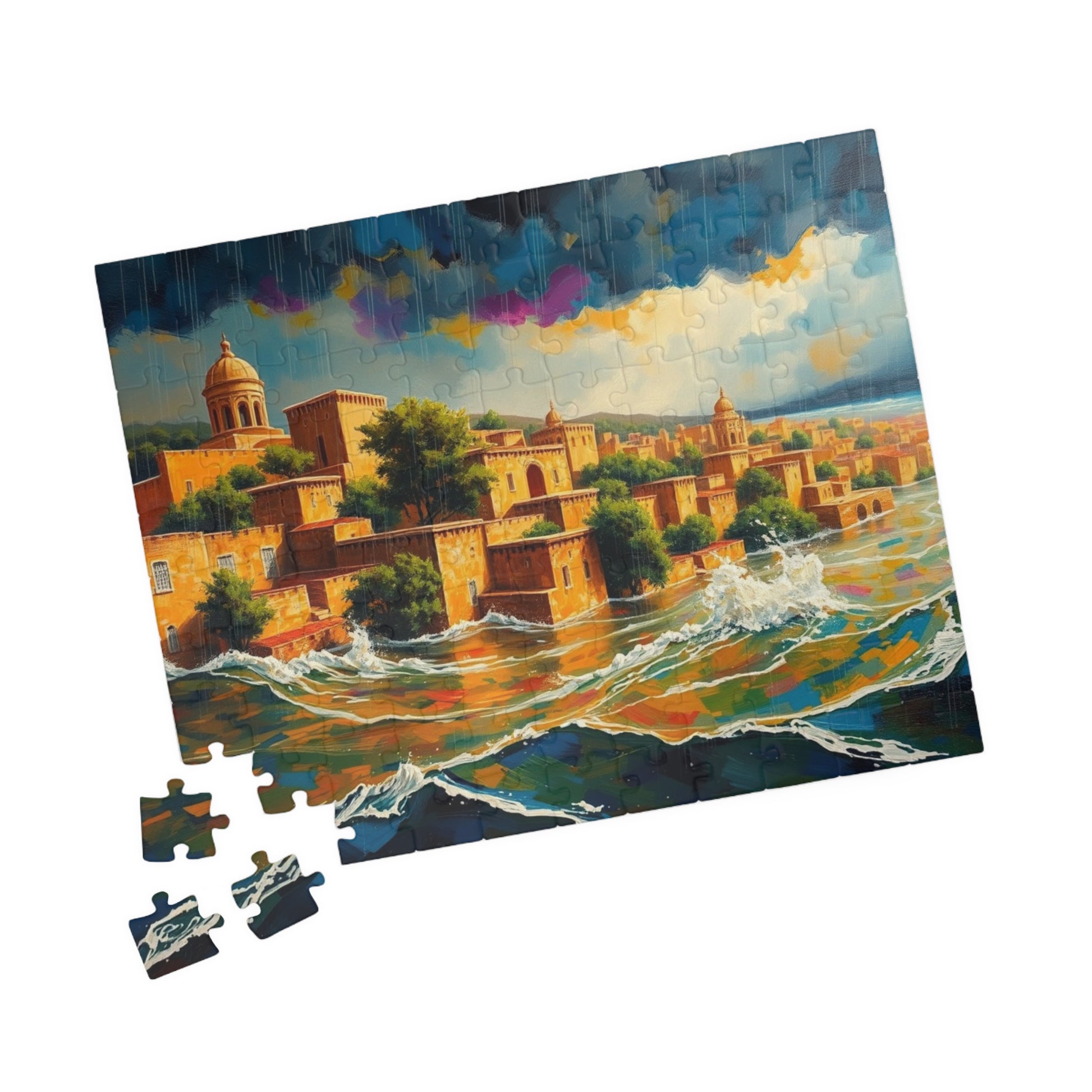 Great Biblical Flood Jigsaw Puzzle, Faith-Based Towering Waves and Rising Water Scene Tabletop Game for Adult Christians, Mindfulness Gift Puzzle The Puzzle Chest