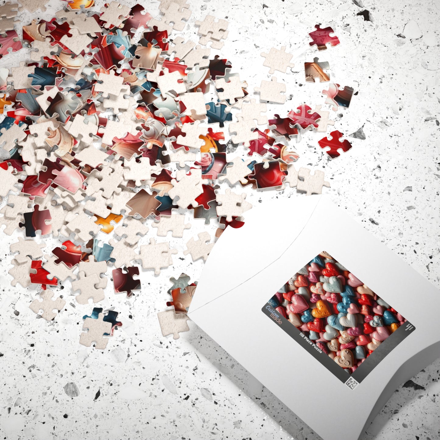 Colorful Heart Collage Puzzle, Chaotic Jigsaw, Vibrant 1014-Piece, Fun Family Activity, Mindful Hobby, Unique Gift Idea, Quiet Pastime Puzzle The Puzzle Chest