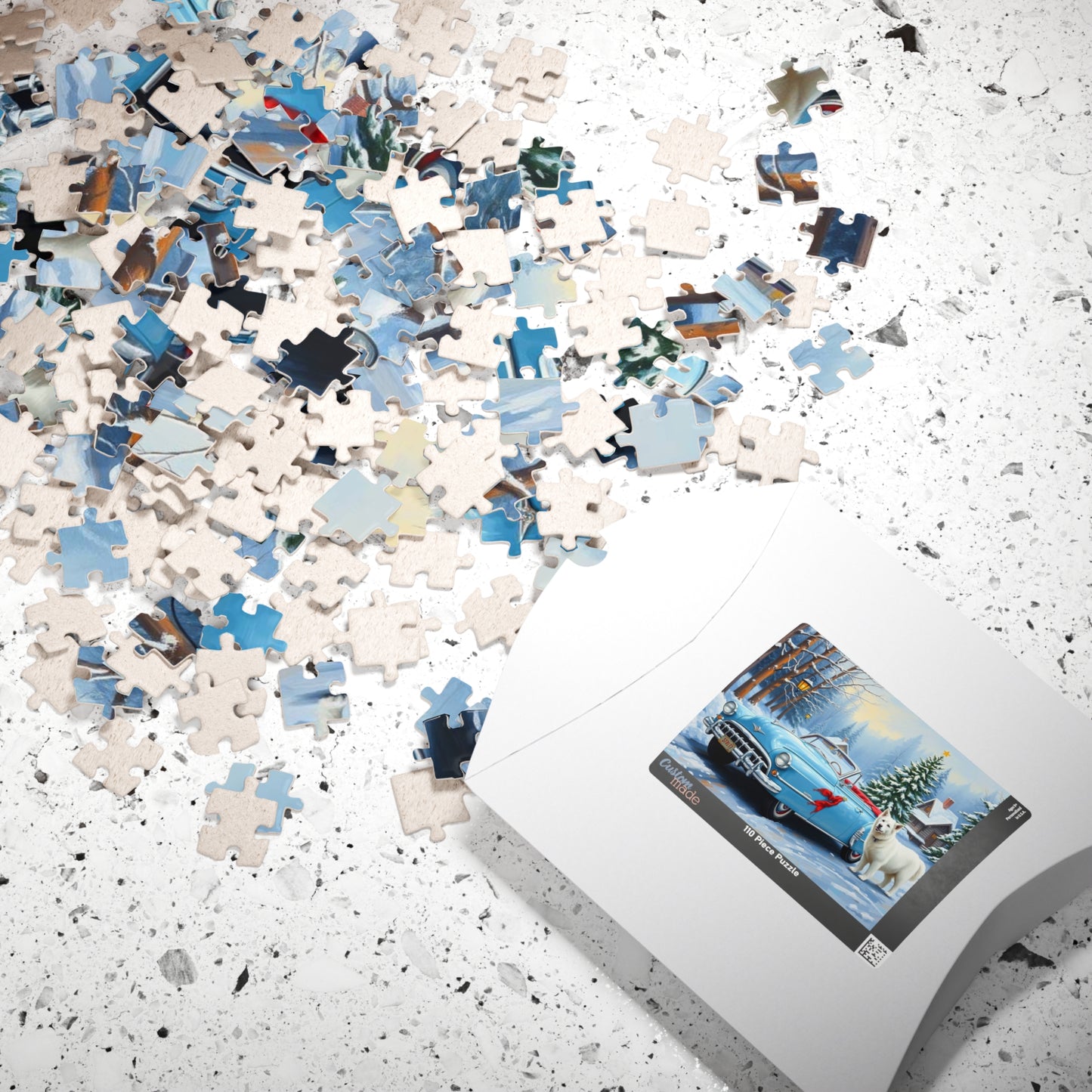 Evergreen Lane Jigsaw Puzzle - Vintage Car and Dog Scene, Holiday Gift for Friends, Family Activity, Christmas Cozy Indoor Fun Art Piece Puzzle The Puzzle Chest