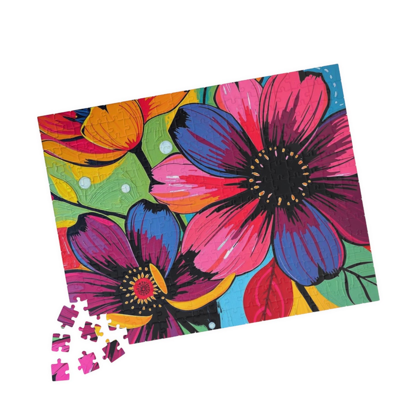 Floral Art Puzzle, Colorful Flower Jigsaw for Relaxation, Gift for Puzzlers, Home Entertainment, Fun Family Activity, Mindful Brain Teaser Puzzle The Puzzle Chest