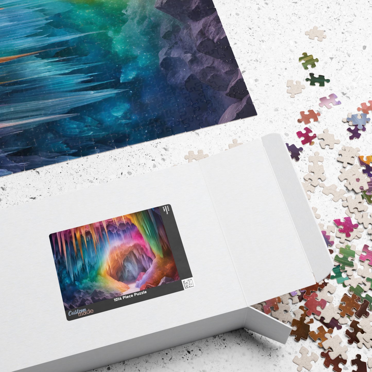 Crystal Craven Trippy Puzzle, Colorful Fantasy Mystical Rainbow Cave Scene, Challenging Jigsaw Game, Fun Family Activity, Meditation Tool Puzzle The Puzzle Chest