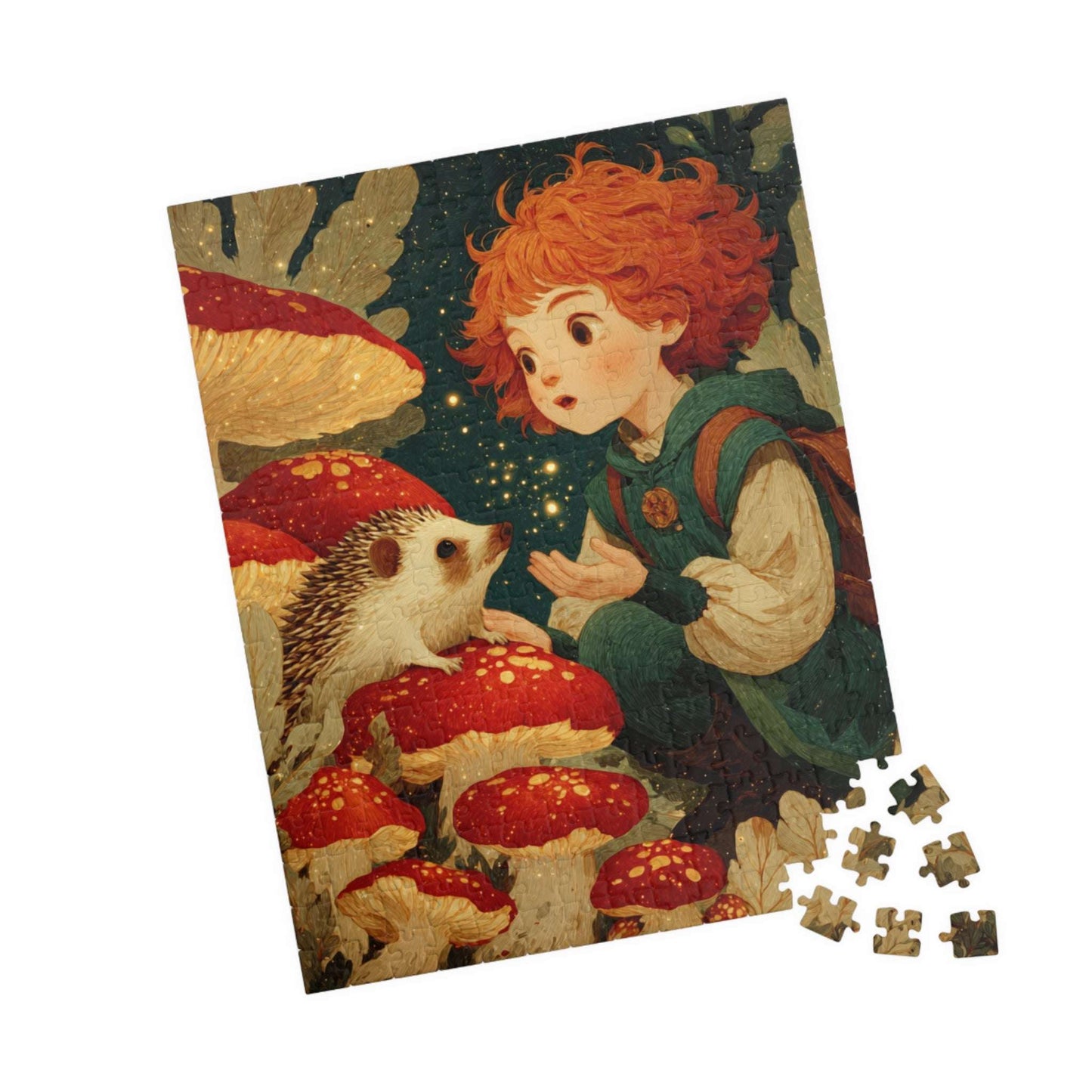 Storybook Meadow Fairy-Tale Puzzle, Whimsical Girl and Hedgehog Jigsaw Game for Family Fun Activity, Gift Idea, Nature Theme Brain Teaser 252 pcs (Vertical) Puzzle The Puzzle Chest