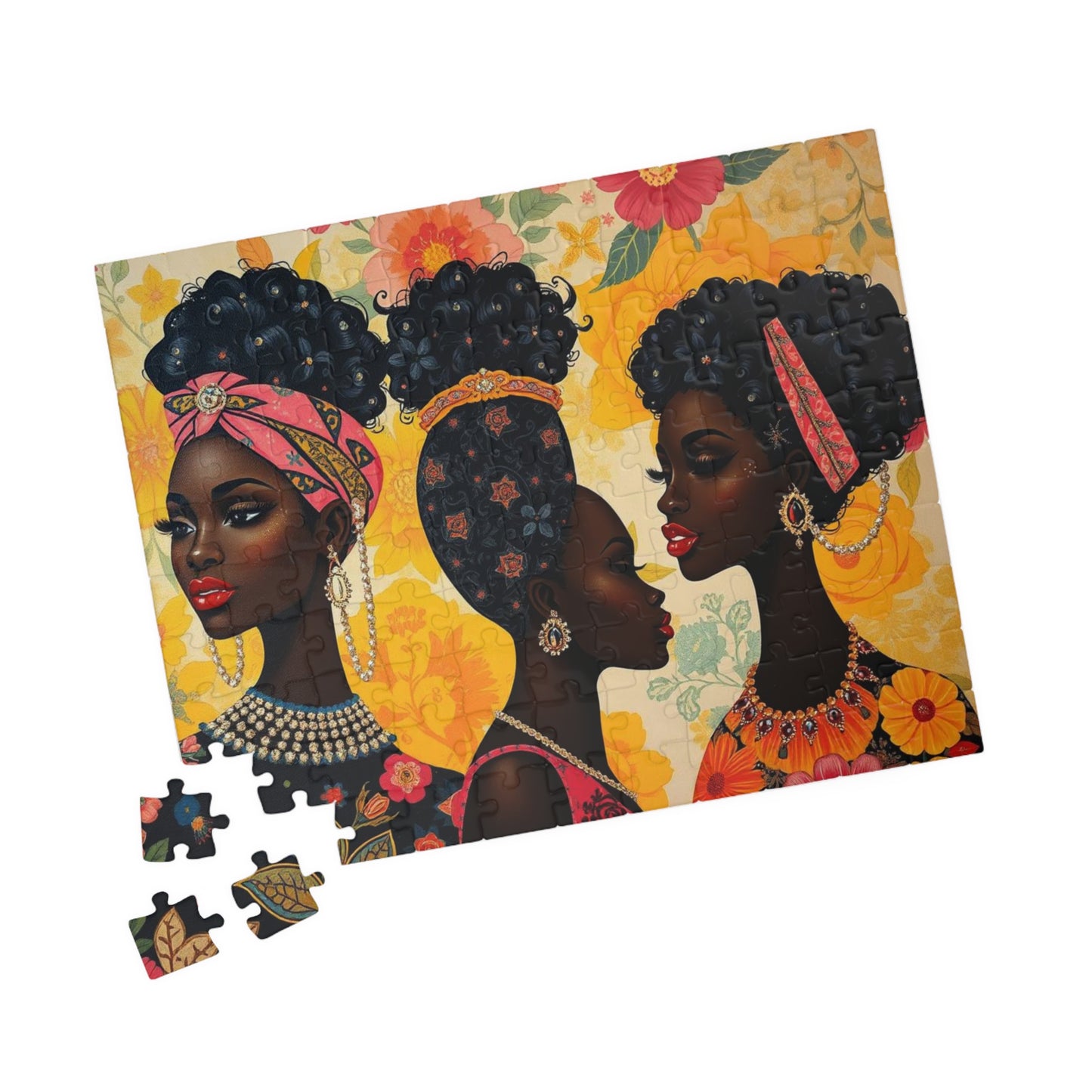 Sisters Bonding Jigsaw Puzzle, African Heritage African American Woman Empowering Art, Afrocentric Mindful Family Activity, Gift for Birthday, Holiday Puzzle The Puzzle Chest