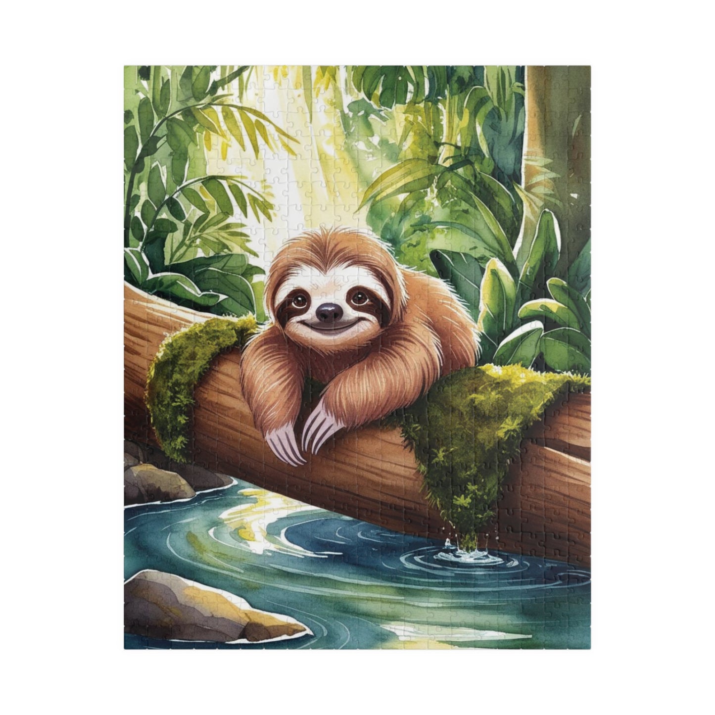 Jigsaw Puzzle, Relaxing Sloth Hanging Upside Down in Tropical Jungle, Puzzle for Nature Lovers, Rainforest Wildlife Game Night, Cute 520 pcs (Vertical) Puzzle The Puzzle Chest