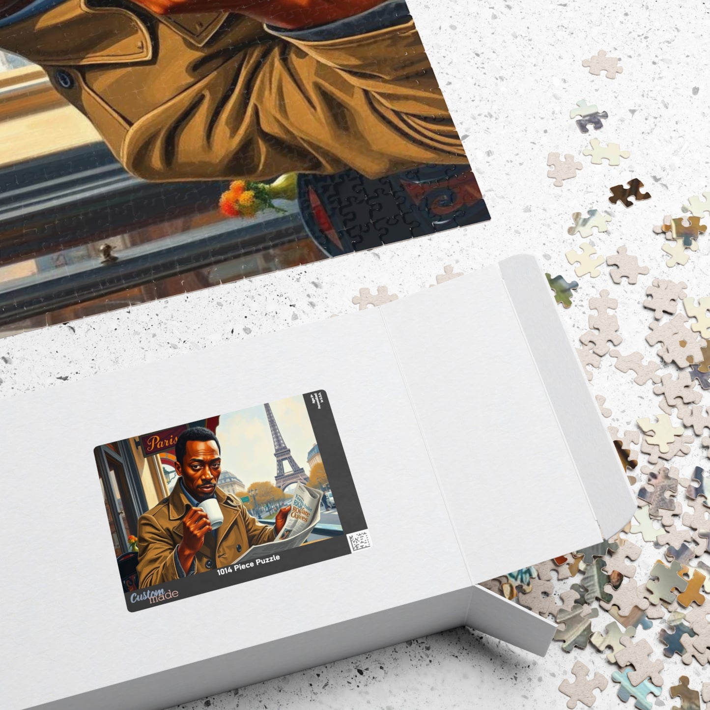 Parisian Café Puzzle - Black Man Reading a Newspaper | Relaxing Jigsaw Game, Puzzle Lover Gift for Friends, Home Entertainment, Family Fun Puzzle The Puzzle Chest