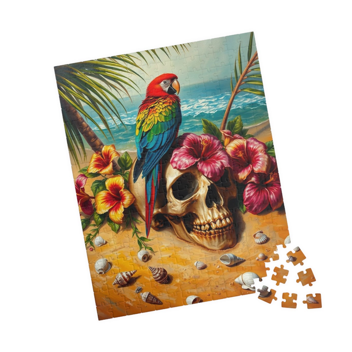 Colorful Parrot Skull Puzzle, Fun Nature Theme Jigsaw Game for Adults, Family Game Night, Beach Lover and Puzzle Enthusiast Holiday Gift Puzzle The Puzzle Chest