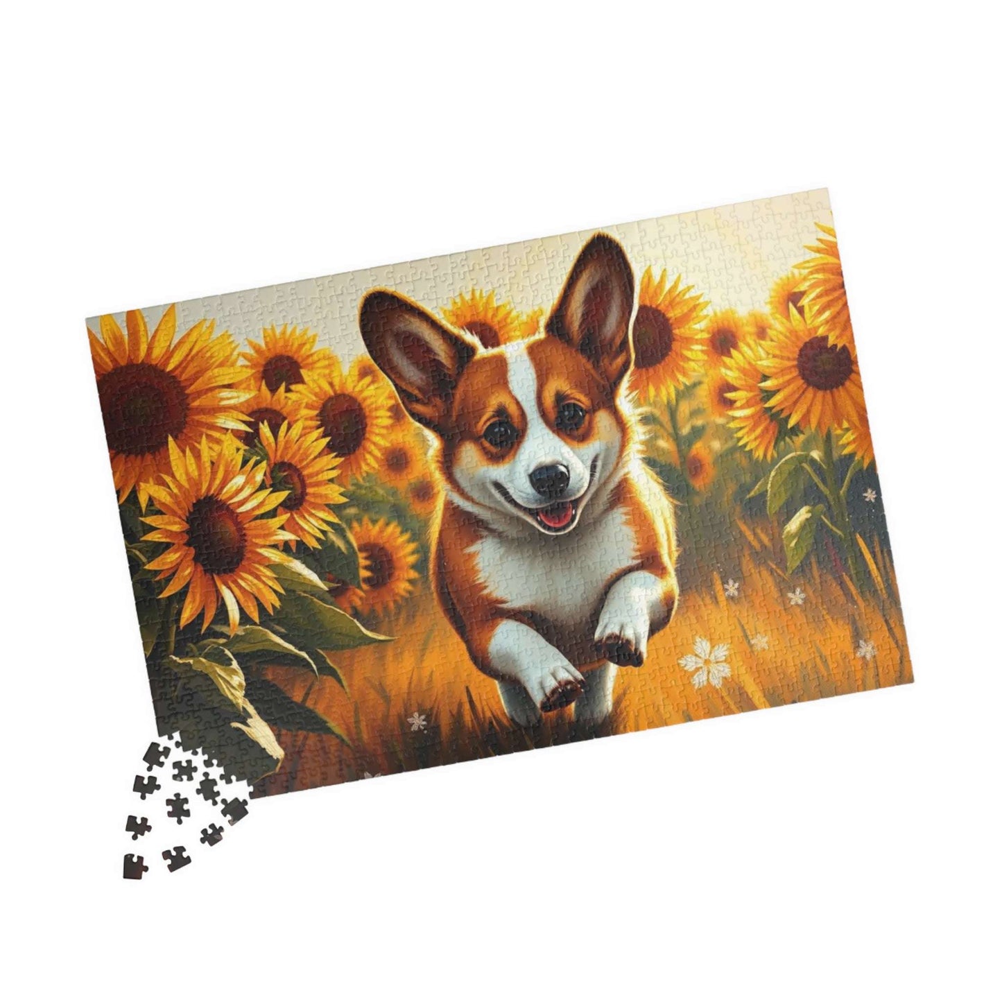 Corgi Sunflower Jigsaw Puzzle - Fun Family Activity, Pet Lover Birthday Holiday Gift for Friends, Home Entertainment Puzzle The Puzzle Chest