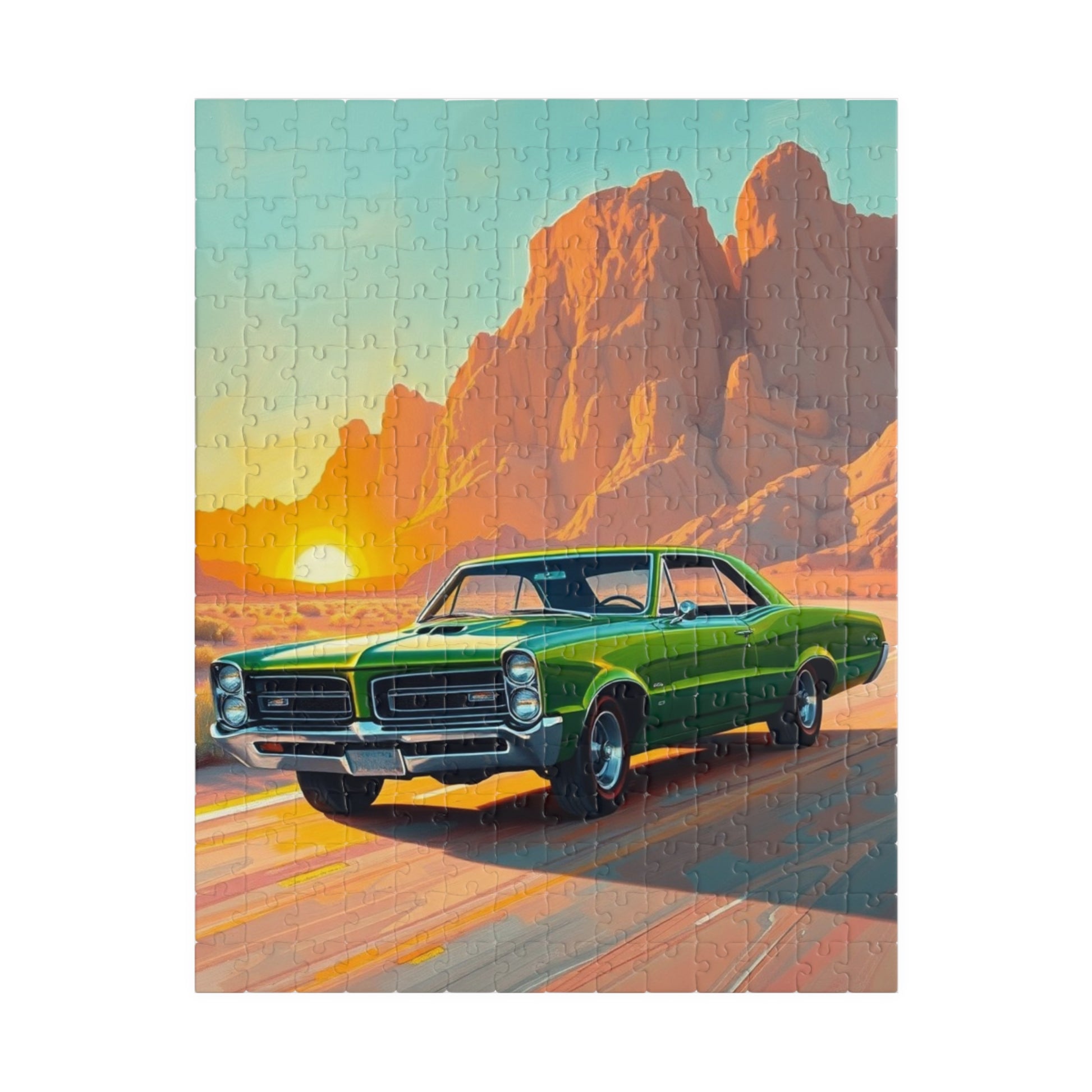 Vintage Car Sunset Puzzle - 1966 GTO Auto Jigsaw Game, Nostalgic Vehicle 252 pcs (Vertical) Puzzle The Puzzle Chest