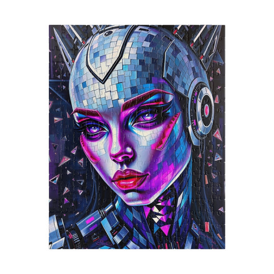 Mosaic Portrait Cybernetic Woman Puzzle, Cyberpunk Female Futuristic Art Jigsaw Game, Puzzle Lover Gift, Brain Teaser, Solo or Family Fun 252 pcs (Vertical) Puzzle The Puzzle Chest
