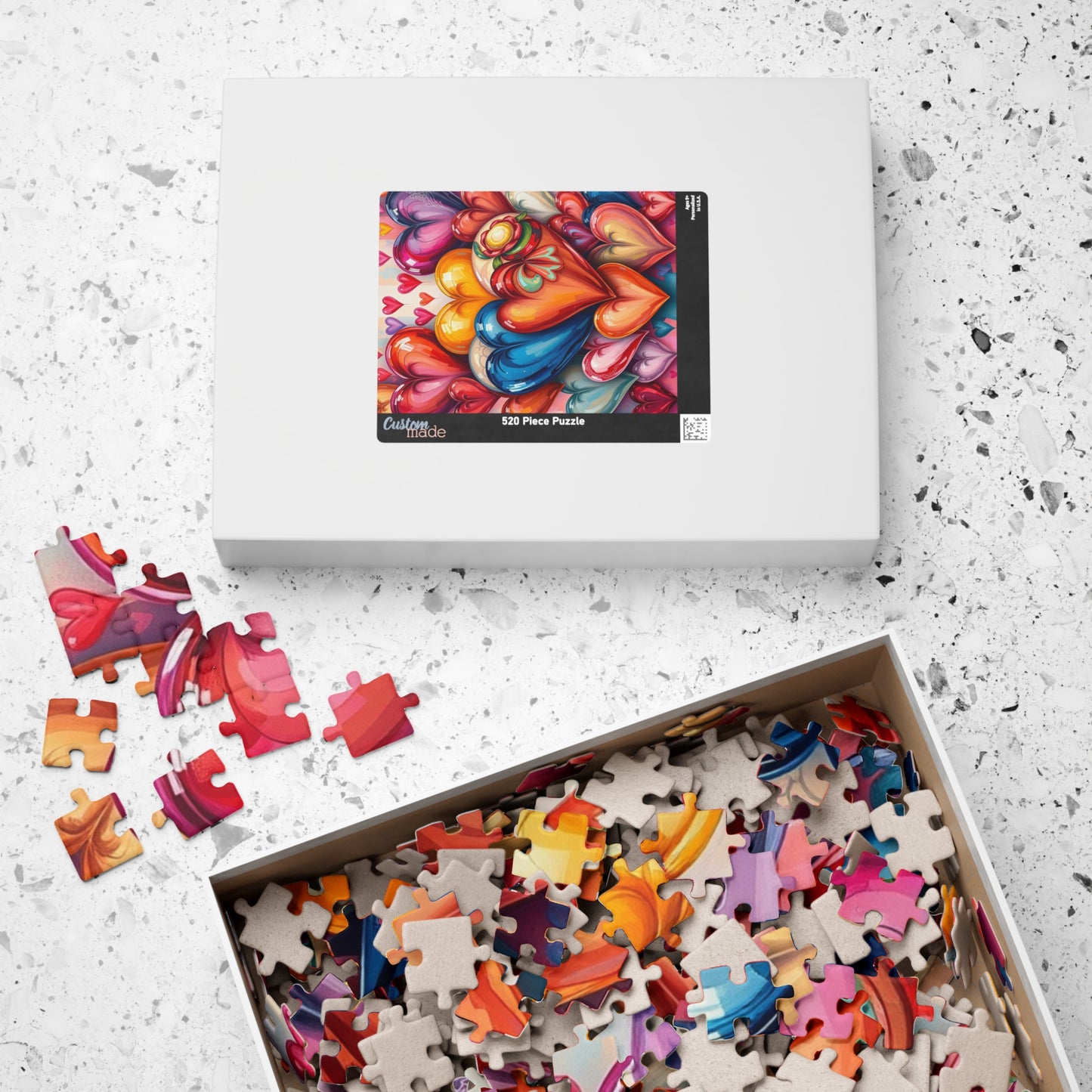 Romantic Heart Collage Puzzle, Love Jigsaw Game for Adults and Teens, Valentine's Day Activity, Bright Color Puzzle, Heart Pattern, Giftable Puzzle The Puzzle Chest