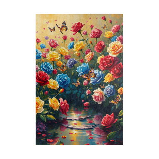 Rose Butterfly Garden Puzzle, Nature-Themed Jigsaw Game, Flower Art Decor, Family Game Night, Birthday Gift for Friends 1014 pcs (Vertical) Puzzle The Puzzle Chest