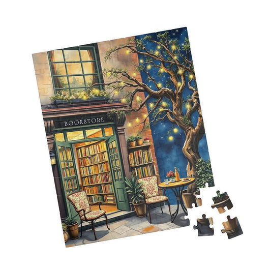 Enchanted Summer Night-Time Bookstore Escape – Jigsaw Puzzle for Book Lovers 110 pcs (Vertical) Puzzle The Puzzle Chest