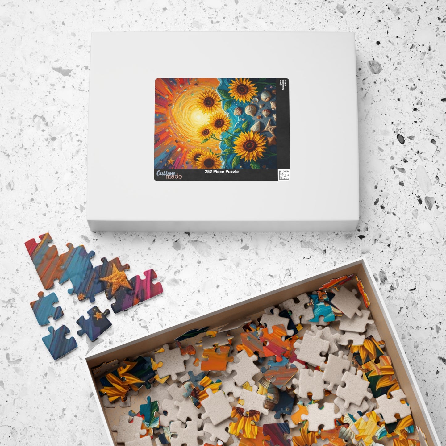 Sunflower and Seashell Jigsaw Puzzle, Colorful Sunset Beach Puzzle for Adults, Fun Indoor Activity, Puzzle Gift for Friends, Family Night Puzzle The Puzzle Chest