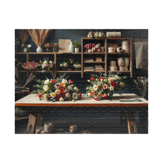 Floral Arrangement Workshop Puzzle, Cozy Flower Studio Bouquet Making Scene Jigsaw Game, Challenging Relaxing Activity, Mindfulness, Gift 252 pcs (Horizontal) Puzzle The Puzzle Chest