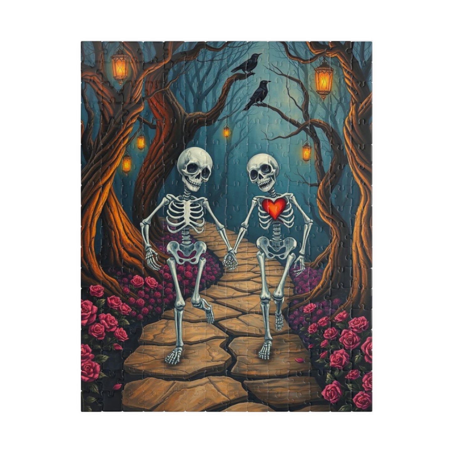 Spooky Romance Skeleton Puzzle for Adults, Perfect for Halloween Couples Night Family Fun Unique Gothic Gift for Puzzle Enthusiast